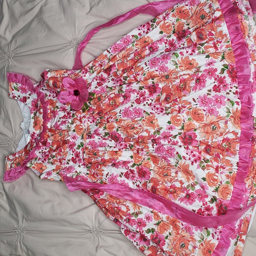 Girls 10 Bonnie jean pink orange floral dress